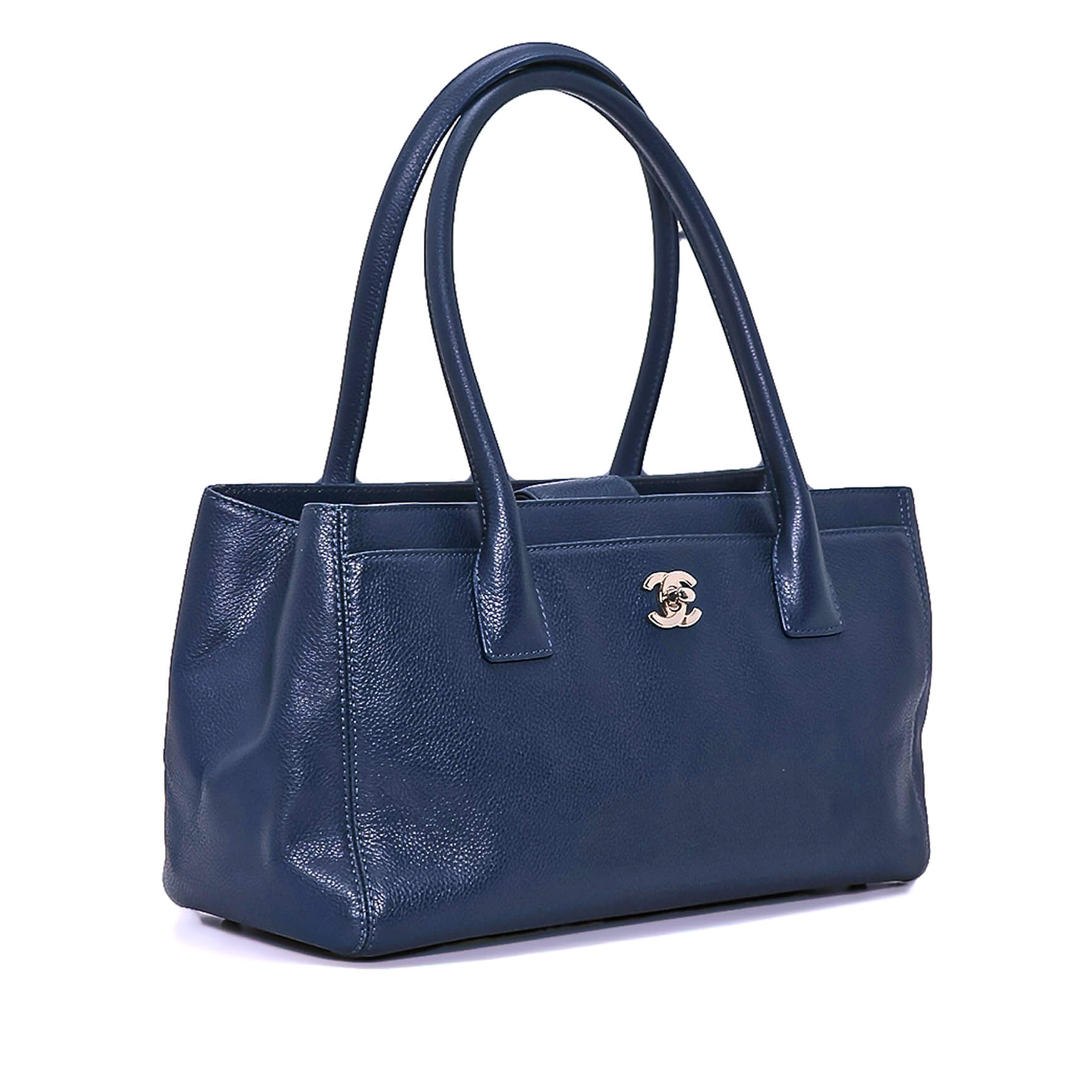 Chanel - Navy Blue Grained Leather Executive Small Bag